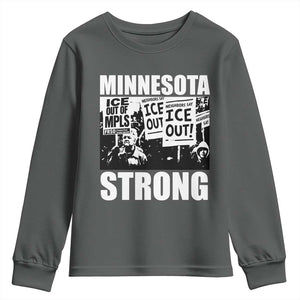 Minnesota Strong Youth Sweatshirt Resist Anti ICE Immigration Protest TS14 Dark Heather Print Your Wear