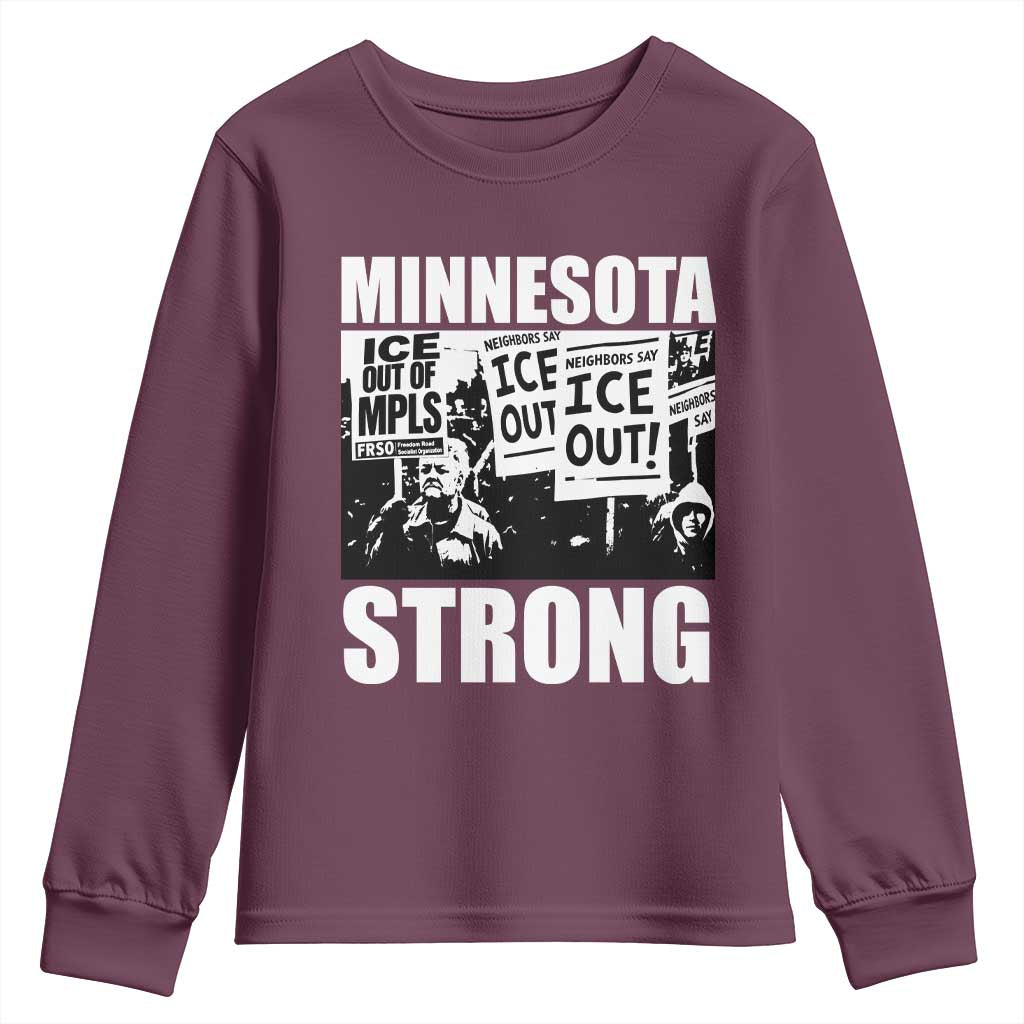 Minnesota Strong Youth Sweatshirt Resist Anti ICE Immigration Protest TS14 Maroon Print Your Wear