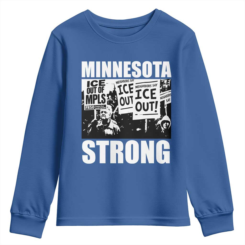 Minnesota Strong Youth Sweatshirt Resist Anti ICE Immigration Protest TS14 Royal Blue Print Your Wear