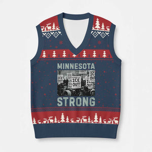 Minnesota Strong V-Neck Knit Sweater Vest Minneapolis ICE Out Anti ICE Protest Right Now TS14 Navy Red Print Your Wear