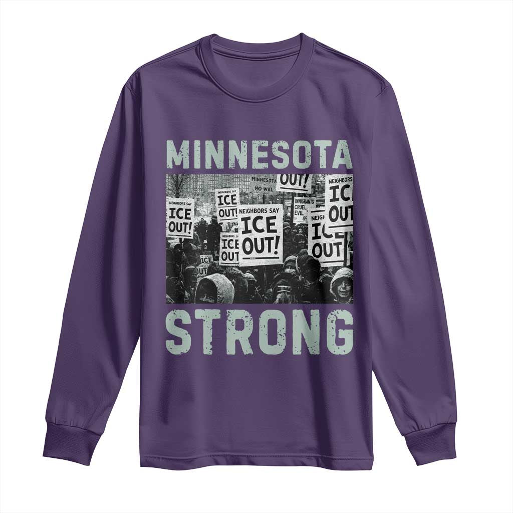 Minnesota Strong Long Sleeve Shirt Minneapolis ICE Out Anti ICE Protest Right Now TS14 Purple Print Your Wear