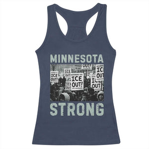 Minnesota Strong Racerback Tank Top Minneapolis ICE Out Anti ICE Protest Right Now TS14 Navy Print Your Wear