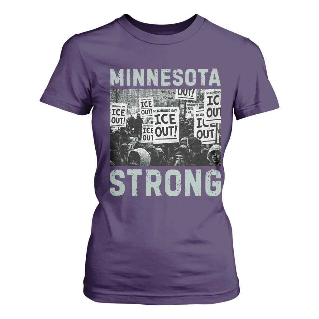 Minnesota Strong T Shirt For Women Minneapolis ICE Out Anti ICE Protest Right Now TS14 Purple Print Your Wear
