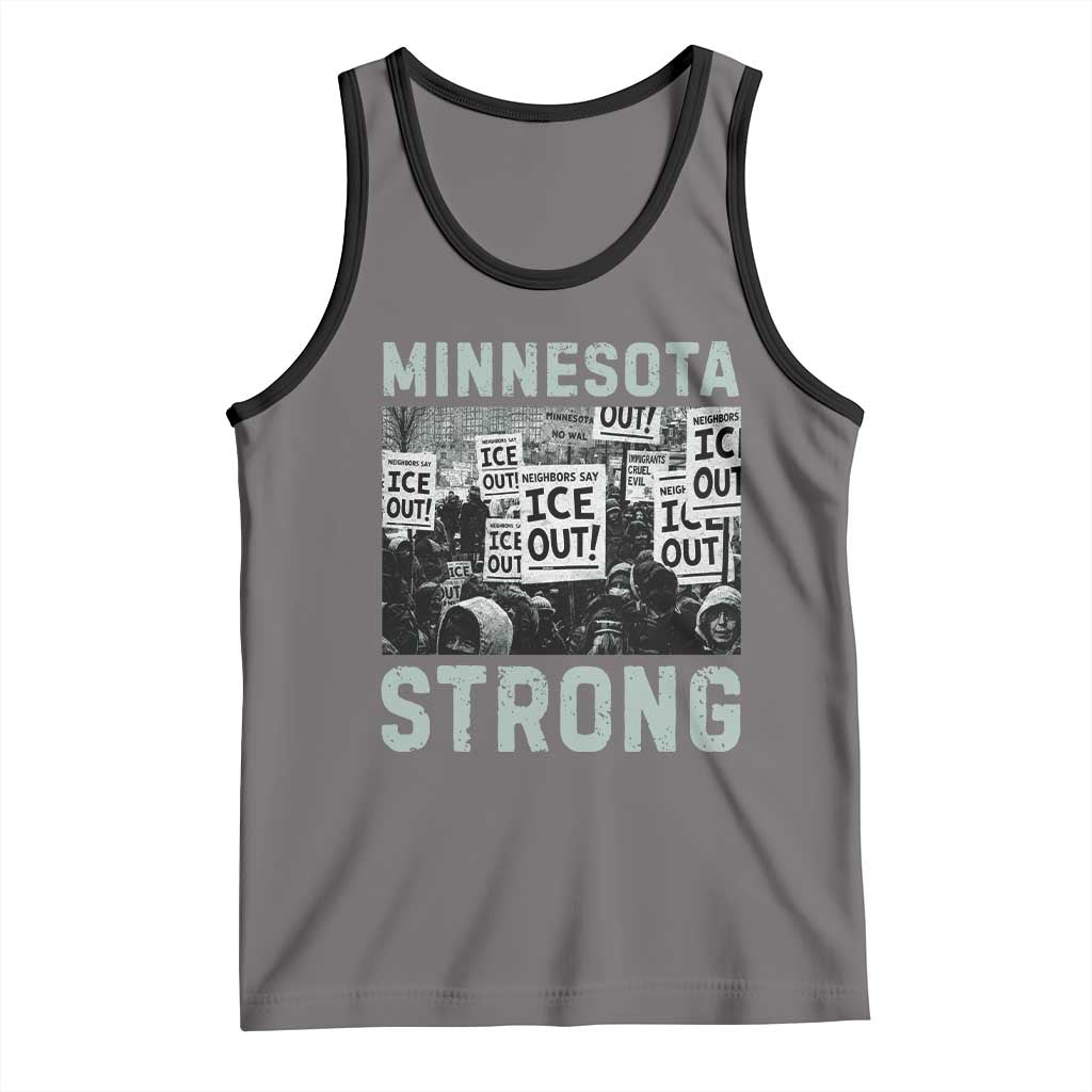 Minnesota Strong Tank Top Minneapolis ICE Out Anti ICE Protest Right Now TS14 Deep Heather Black Print Your Wear
