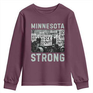 Minnesota Strong Youth Sweatshirt Minneapolis ICE Out Anti ICE Protest Right Now TS14 Maroon Print Your Wear
