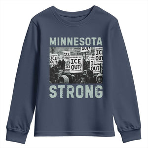Minnesota Strong Youth Sweatshirt Minneapolis ICE Out Anti ICE Protest Right Now TS14 Navy Print Your Wear