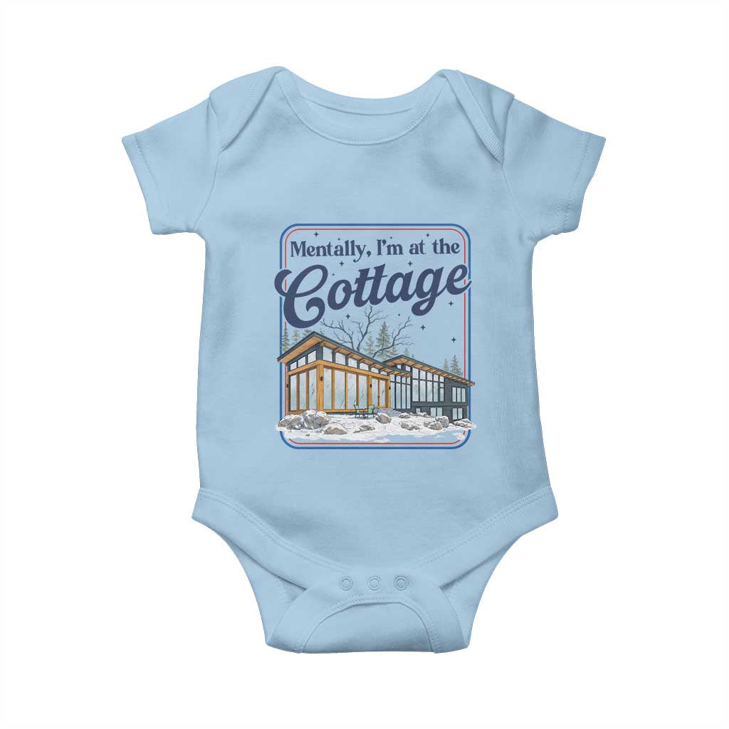 Mentally I'm at the Cottage Baby Onesie Funny Hockey Romance TS14 Light Blue Print Your Wear