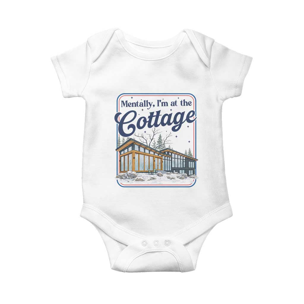 Mentally I'm at the Cottage Baby Onesie Funny Hockey Romance TS14 White Print Your Wear