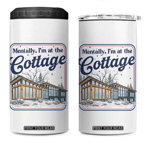 Mentally I'm at the Cottage 4 in 1 Can Cooler Tumbler Funny Hockey Romance TS14 One Size: 16 oz White Print Your Wear