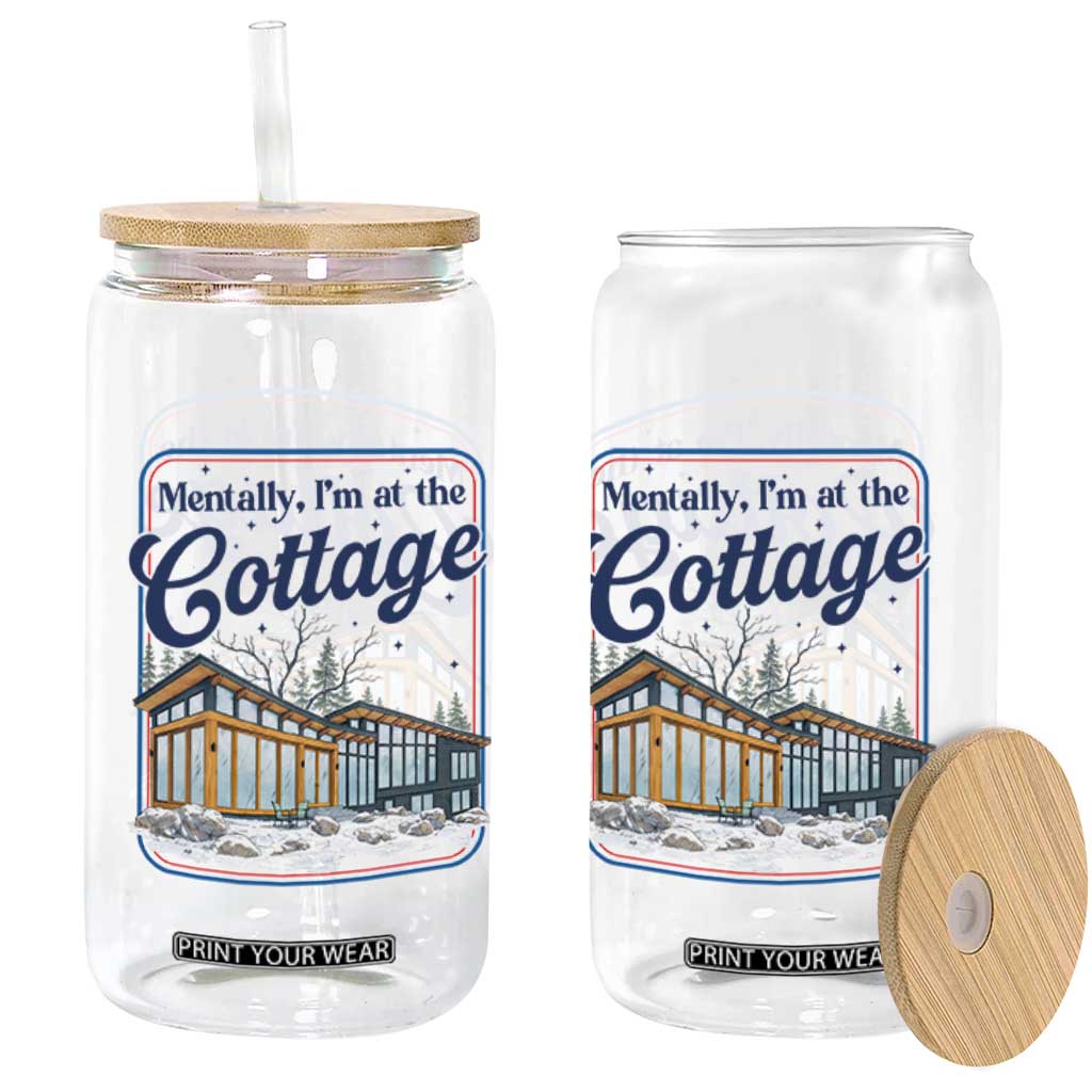 Mentally I'm at the Cottage Glass Can Funny Hockey Romance TS14 Print Your Wear