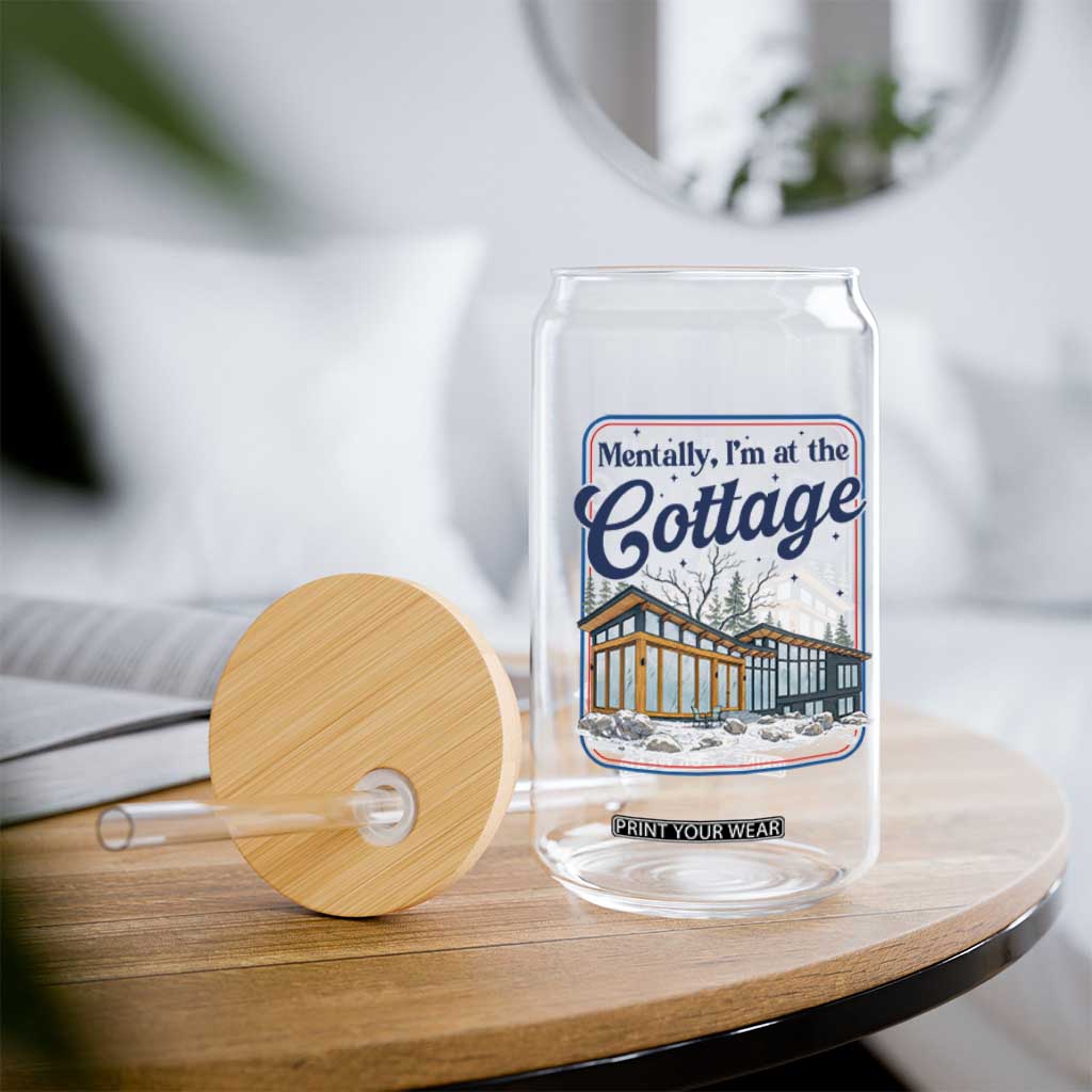 Mentally I'm at the Cottage Glass Can Funny Hockey Romance TS14 Print Your Wear
