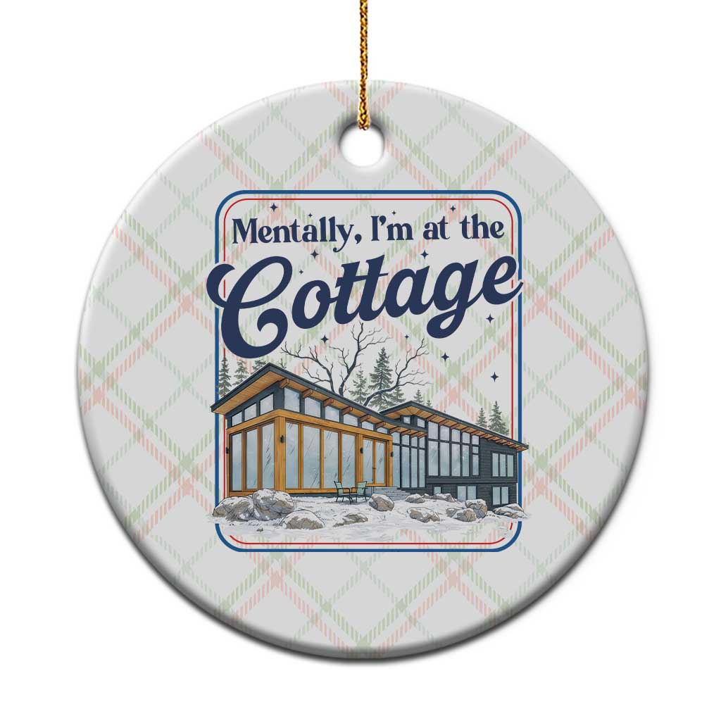 Mentally I'm at the Cottage Ceramic Ornament Funny Hockey Romance TS14 1pc Christmas Plaid Print Your Wear