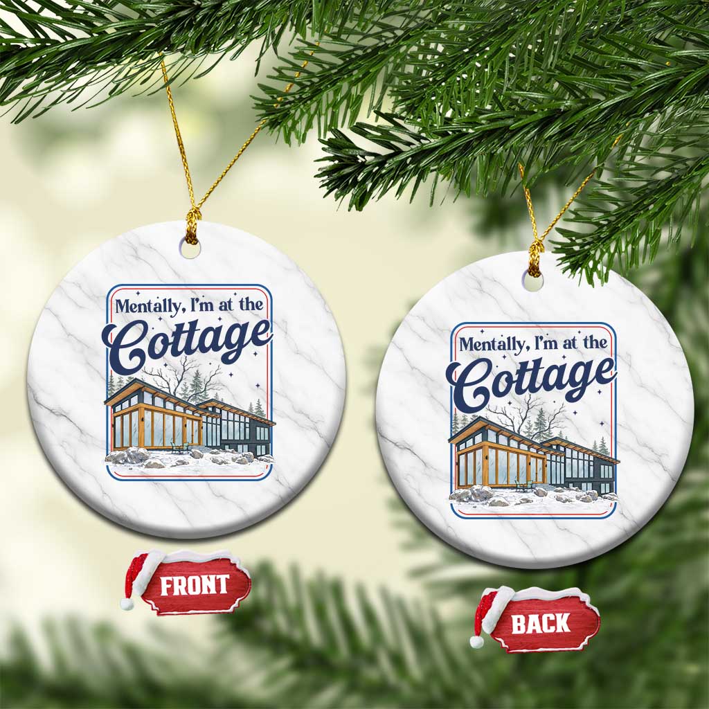 Mentally I'm at the Cottage Ceramic Ornament Funny Hockey Romance TS14 1pc White Marble Print Your Wear