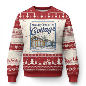 Mentally I'm at the Cottage Ugly Christmas Sweater Funny Hockey Romance TS14 Beige Red Print Your Wear
