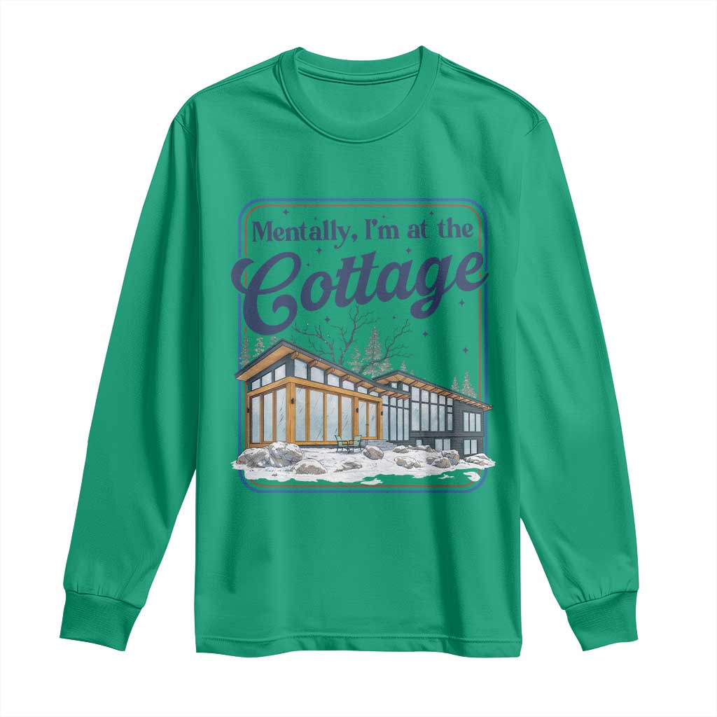 Mentally I'm at the Cottage Long Sleeve Shirt Funny Hockey Romance TS14 Irish Green Print Your Wear