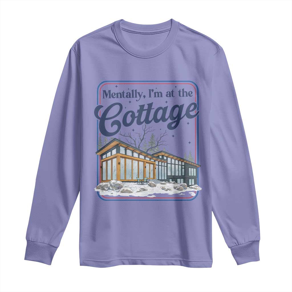 Mentally I'm at the Cottage Long Sleeve Shirt Funny Hockey Romance TS14 Violet Print Your Wear
