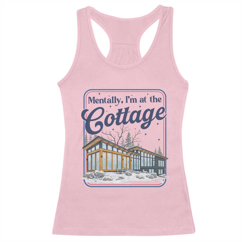 Mentally I'm at the Cottage Racerback Tank Top Funny Hockey Romance TS14 Light Pink Print Your Wear