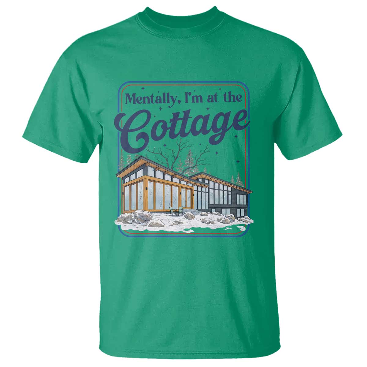 Mentally I'm at the Cottage T Shirt Funny Hockey Romance TS14 Irish Green Print Your Wear