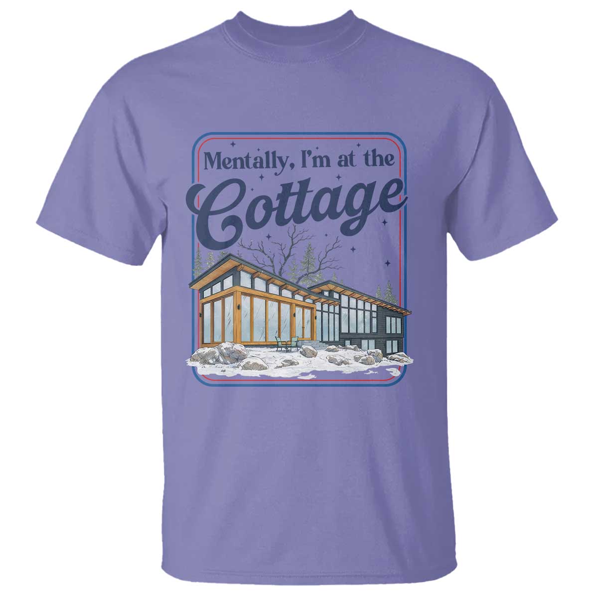 Mentally I'm at the Cottage T Shirt Funny Hockey Romance TS14 Violet Print Your Wear