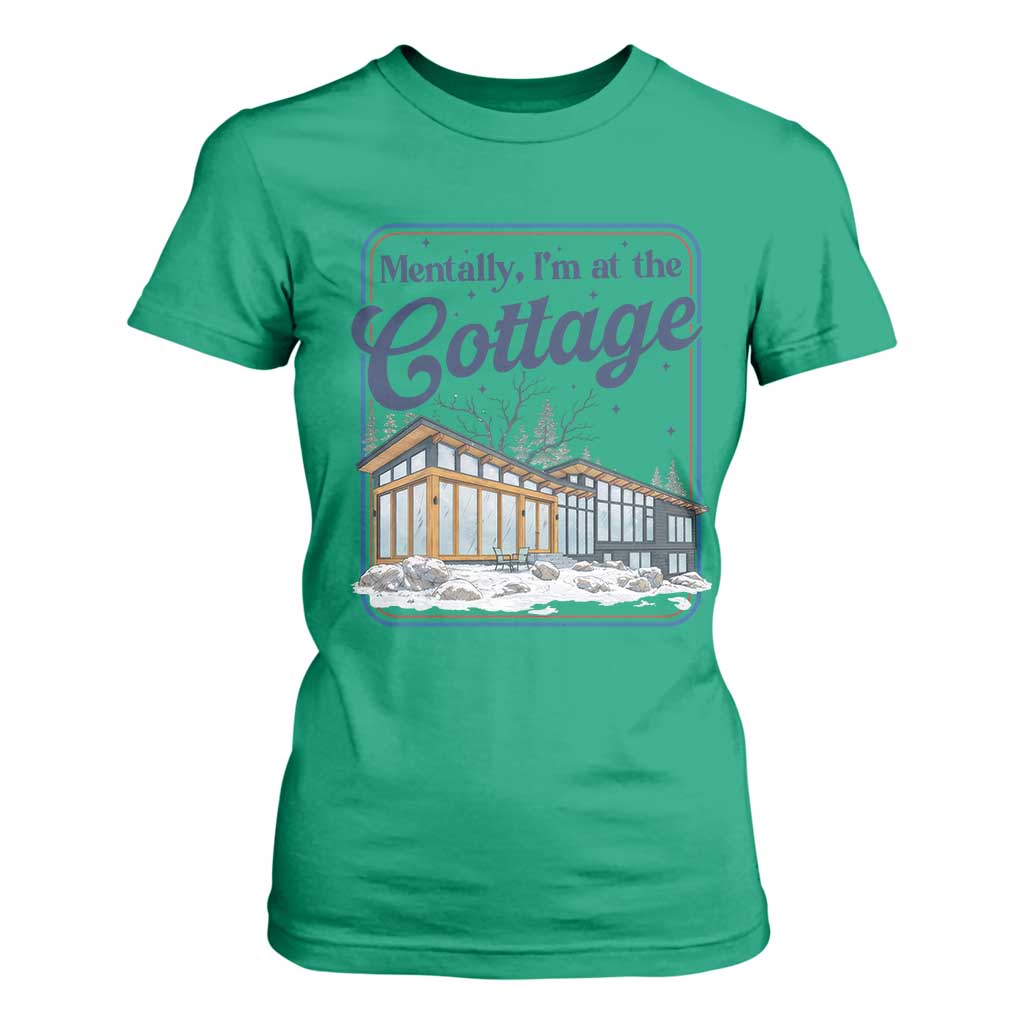 Mentally I'm at the Cottage T Shirt For Women Funny Hockey Romance TS14 Irish Green Print Your Wear