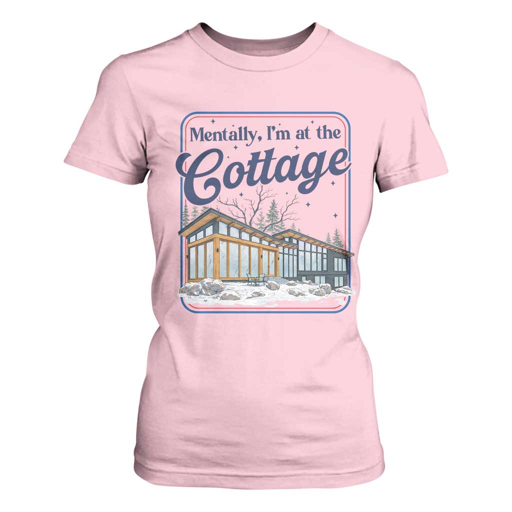Mentally I'm at the Cottage T Shirt For Women Funny Hockey Romance TS14 Light Pink Print Your Wear