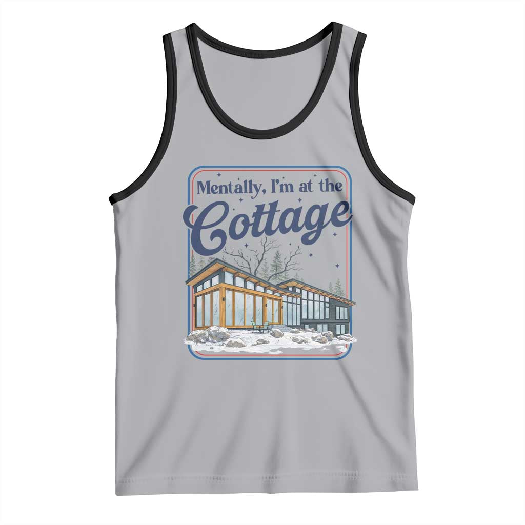 Mentally I'm at the Cottage Tank Top Funny Hockey Romance TS14 Athletic Heather Black Print Your Wear