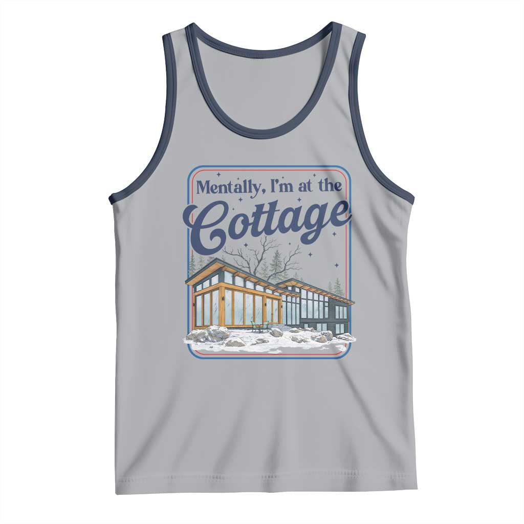 Mentally I'm at the Cottage Tank Top Funny Hockey Romance TS14 Athletic Heather Navy Print Your Wear