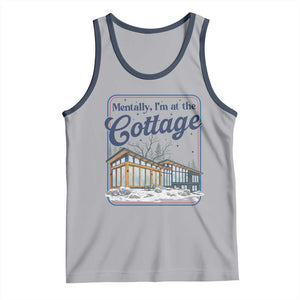 Mentally I'm at the Cottage Tank Top Funny Hockey Romance TS14 Athletic Heather Navy Print Your Wear