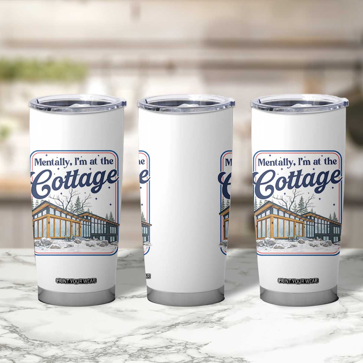 Mentally I'm at the Cottage Tumbler Cup Funny Hockey Romance TS14 Print Your Wear