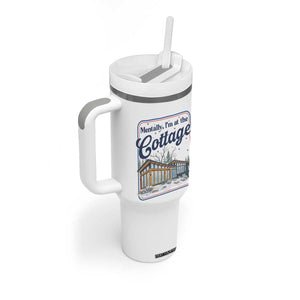 Mentally I'm at the Cottage Tumbler With Handle Funny Hockey Romance TS14 Print Your Wear