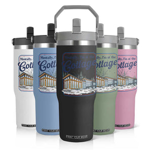Mentally I'm at the Cottage Flip Straw Tumbler Funny Hockey Romance TS14 Print Your Wear