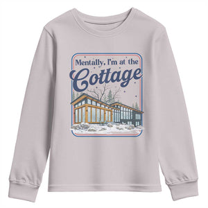 Mentally I'm at the Cottage Youth Sweatshirt Funny Hockey Romance TS14 Ice Gray Print Your Wear