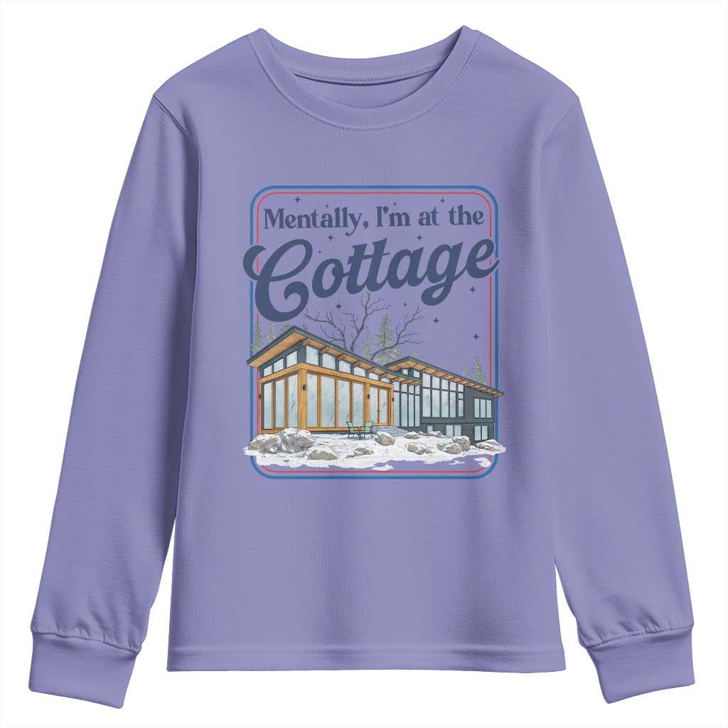 Mentally I'm at the Cottage Youth Sweatshirt Funny Hockey Romance TS14 Violet Print Your Wear