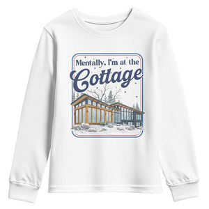 Mentally I'm at the Cottage Youth Sweatshirt Funny Hockey Romance TS14 White Print Your Wear