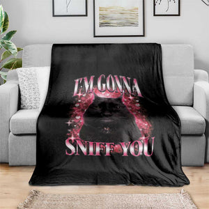 I'm Gonna Sniff You Throw Blanket Funny Black Cat Meme TS14 Print Your Wear