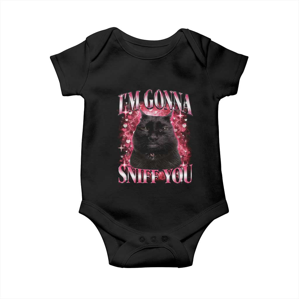I'm Gonna Sniff You Baby Onesie Funny Black Cat Meme TS14 Black Print Your Wear