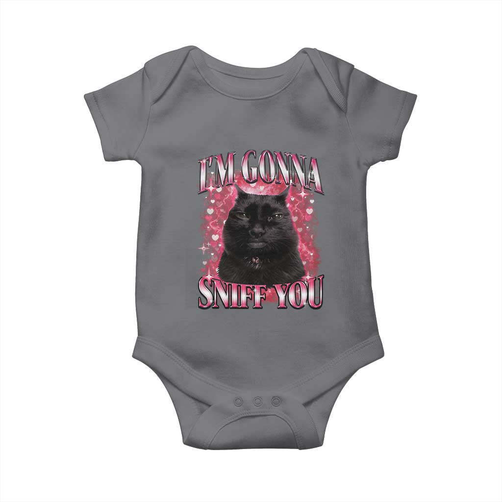 I'm Gonna Sniff You Baby Onesie Funny Black Cat Meme TS14 Charcoal Print Your Wear