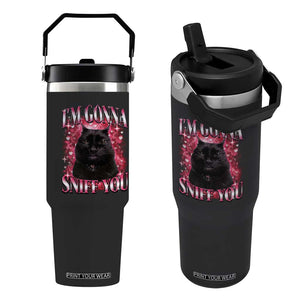 I'm Gonna Sniff You Flip Straw Tumbler Funny Black Cat Meme TS14 One Size: 30 oz Black Print Your Wear