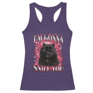 I'm Gonna Sniff You Racerback Tank Top Funny Black Cat Meme TS14 Purple Print Your Wear