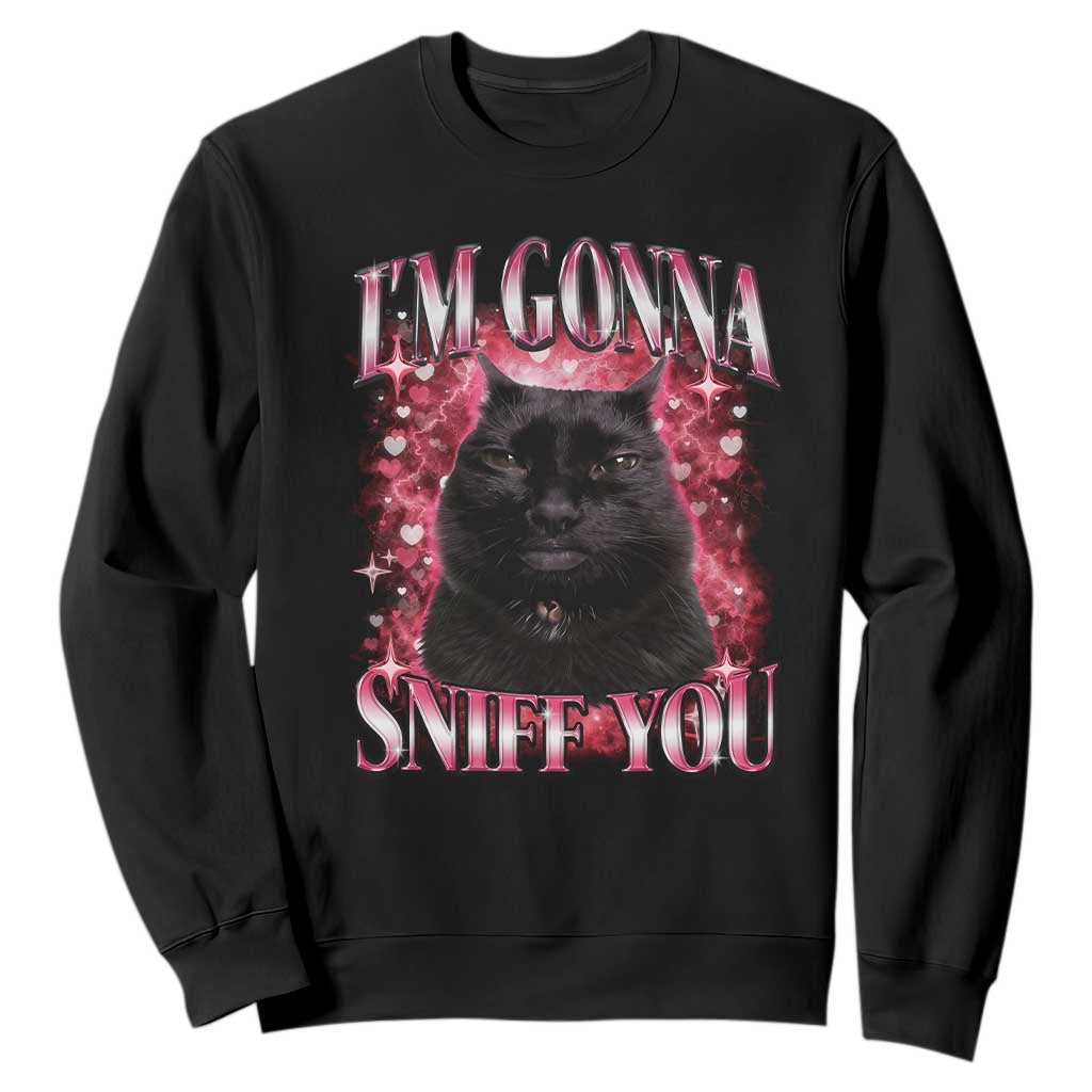 I'm Gonna Sniff You Sweatshirt Funny Black Cat Meme TS14 Black Print Your Wear
