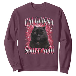 I'm Gonna Sniff You Sweatshirt Funny Black Cat Meme TS14 Maroon Print Your Wear