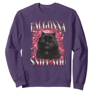 I'm Gonna Sniff You Sweatshirt Funny Black Cat Meme TS14 Purple Print Your Wear