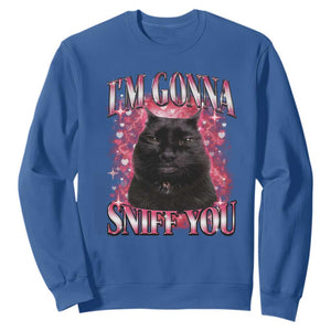I'm Gonna Sniff You Sweatshirt Funny Black Cat Meme TS14 Royal Blue Print Your Wear