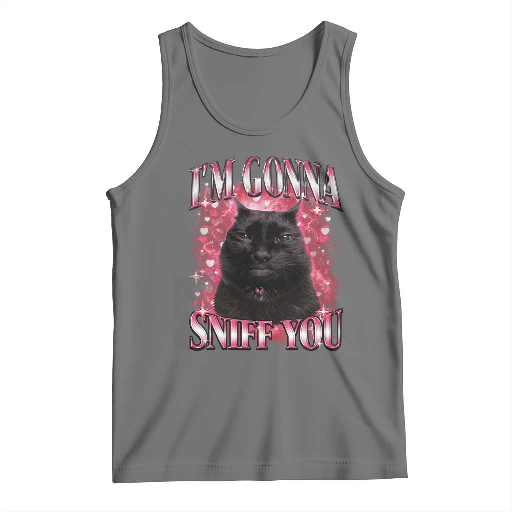 I'm Gonna Sniff You Tank Top Funny Black Cat Meme TS14 Black Heather Print Your Wear