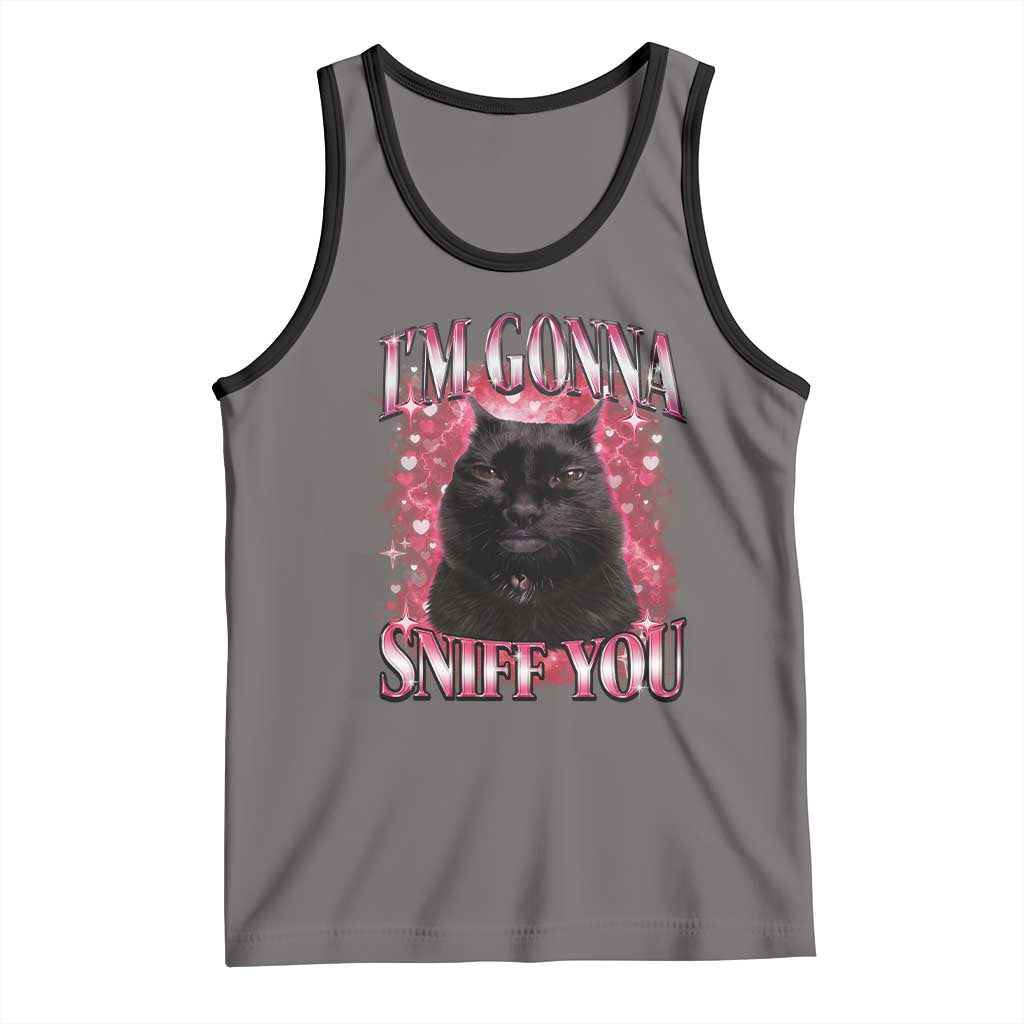 I'm Gonna Sniff You Tank Top Funny Black Cat Meme TS14 Deep Heather Black Print Your Wear