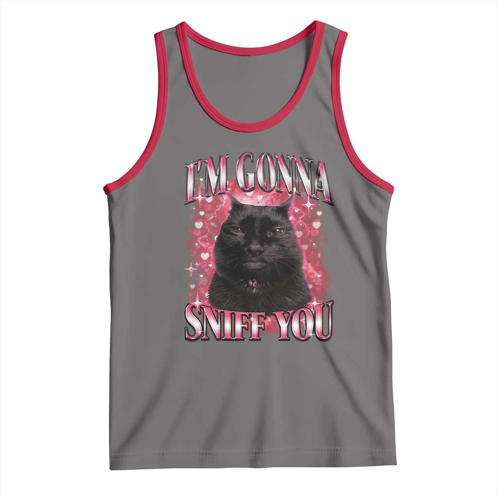 I'm Gonna Sniff You Tank Top Funny Black Cat Meme TS14 Deep Heather Red Print Your Wear