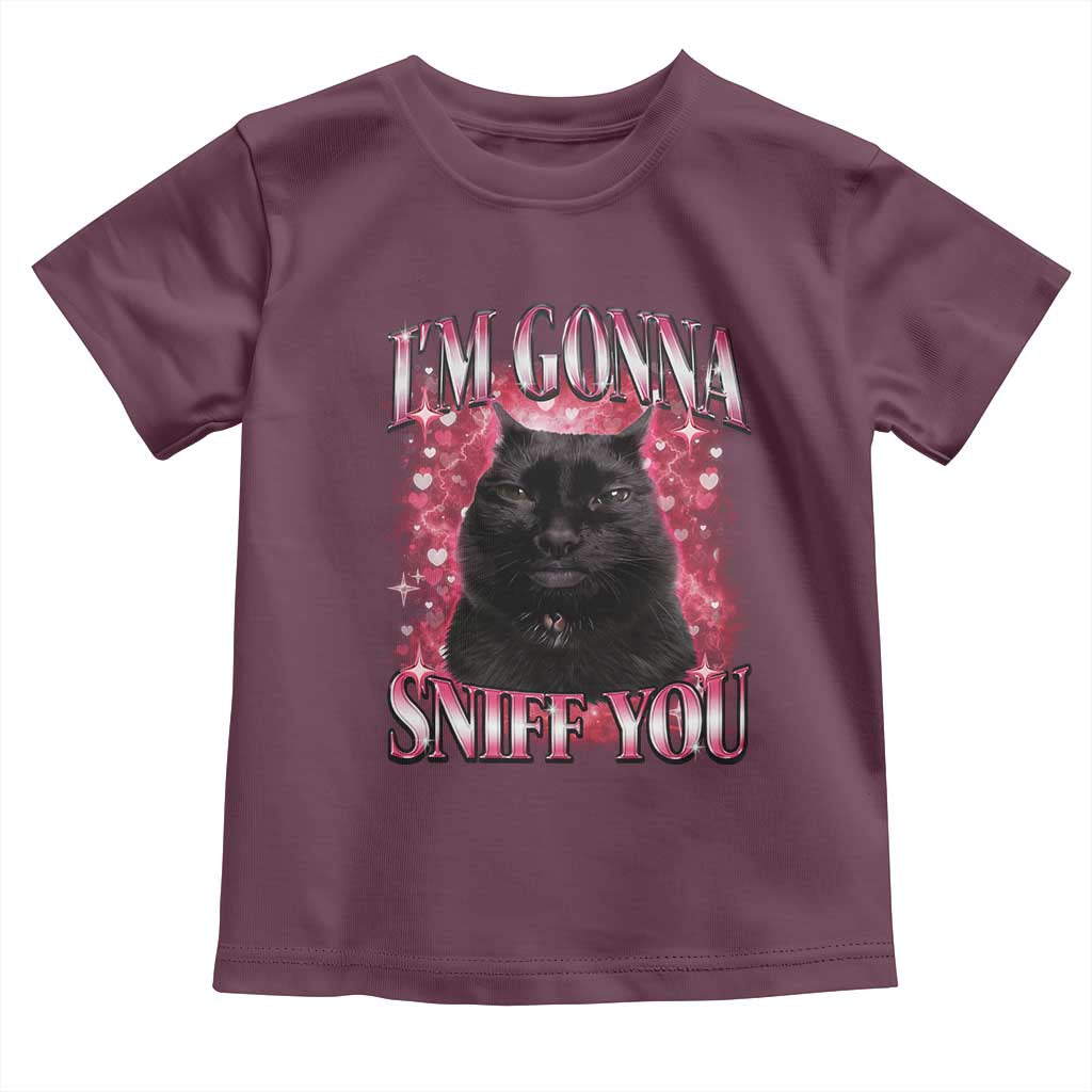 I'm Gonna Sniff You Toddler T Shirt Funny Black Cat Meme TS14 Maroon Print Your Wear