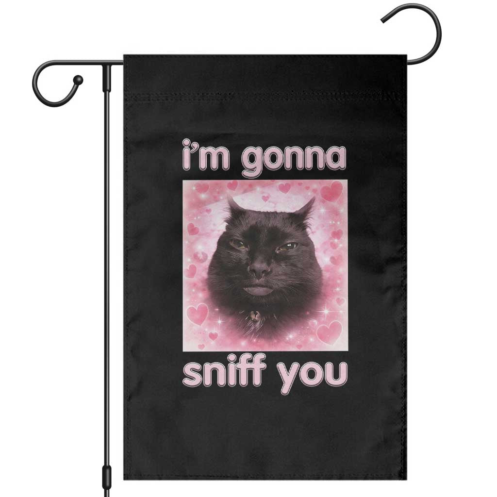 I'm Gonna Sniff You Garden Flag Funny Black Cat Brainrot Meme TS14 Black Print Your Wear
