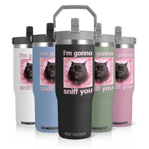 I'm Gonna Sniff You Flip Straw Tumbler Funny Black Cat Brainrot Meme TS14 Print Your Wear