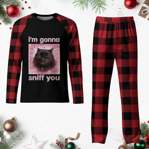 I'm Gonna Sniff You Plaid Pajama Set Funny Black Cat Brainrot Meme TS14 Buffalo Plaid Print Your Wear